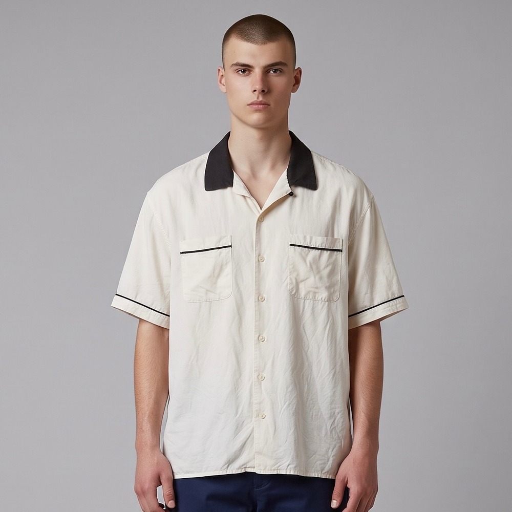 Taylor Stitch The Weber Camp Shirt Mens 46 XXL Vintage White Linen Tencel